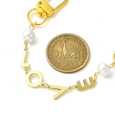 Brass & Shell Pearl Word LOVE Link Bag Extender Chains FIND-JF00149-01-1