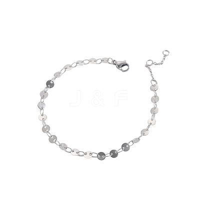 304 Stainless Steel Flat Sequin Chains Bracelets BJEW-OY001-03P-1