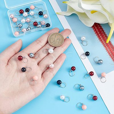 36Pcs 6 Colors Acrylic Pearl Beaded Cuff Earrings EJEW-UN0002-15-1