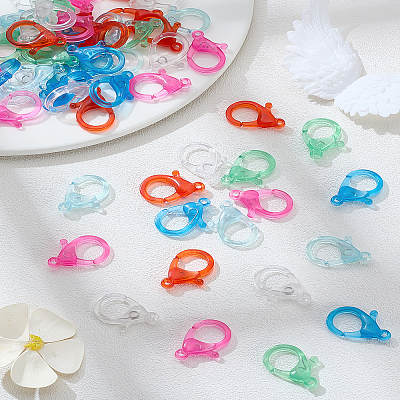 60Pcs 6 Colors Transparent Plastic Lobster CLaw Clasps KY-LP0001-26-1