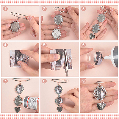 DIY Blank Dome Alloy Glass & Iron Brooch Jewelry Making Kits for Wedding Bouquet Ornaments DIY-UN0006-25-1