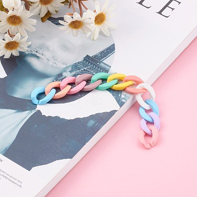 Opaque Spray Painted Acrylic Twist Chains AJEW-JB00908-1
