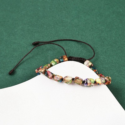 Dyed Natural Imperial Jasper Beads Braided Bead Bracelets for Men Women BJEW-D360-01C-1