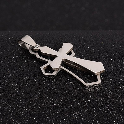 Non-Tarnish 201 Stainless Steel Cross Split Pendants X-STAS-I032-013-1