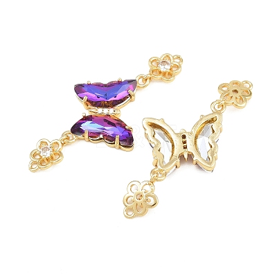 Brass Micro Pave Cubic Zirconia Connector Charms CU-CBACDF6-01G-14-1
