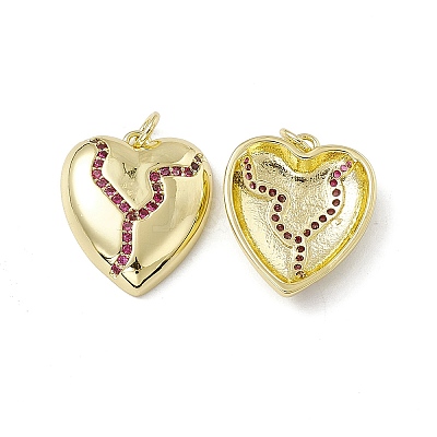 Rack Plating Brass Cubic Zirconia Charms KK-M231-04G-1