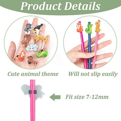 72Pcs 12 Style PVC Plastic Cartoon Style Straw Toppers FIND-DR0001-04-1