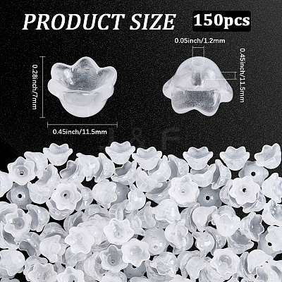 150Pcs Transparent Spray Painted Glass Bead Caps GLAA-SC0002-76-1