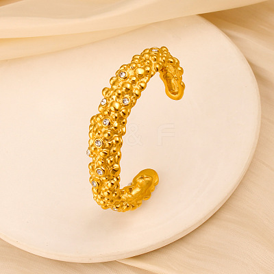 304 Stainless Steel & Clear Cubic Zirconia Cuff Bangles WGF2B1B-01-1