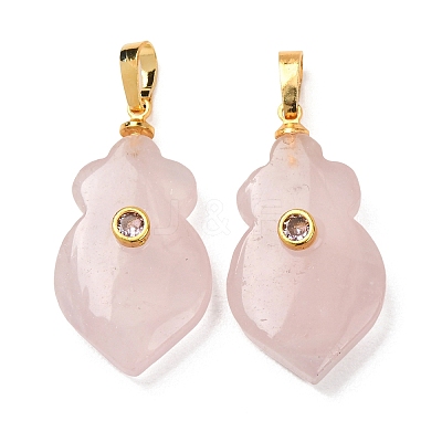Natural Rose Quartz Pendants G-P628-05G-05-1