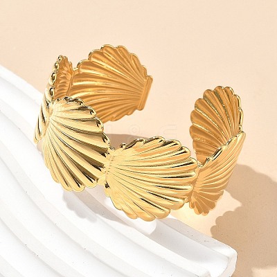 304 Stainless Steel Cuff Bangles for Women AJEW-P127-20G-1