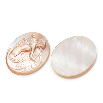 Natural Yellow Shell Carved Cabochons SHEL-G024-02B-1