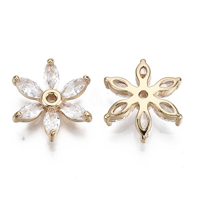 Brass Micro Pave Cubic Zirconia Beads KK-R111-056-1