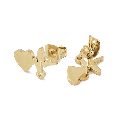 Heartbeat Ion Plating(IP) 304 Stainless Steel Stud Earring Findings STAS-I206-104G-1
