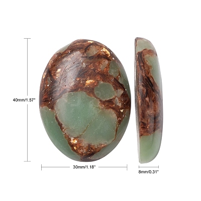Assembled Synthetic Bronzite and Aqua Terra Jasper Cabochons G-R457-04-1