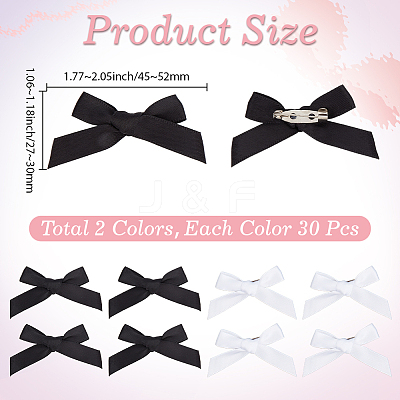 60Pcs 2 Colors Satin Brooches JEWB-SC0001-84-1