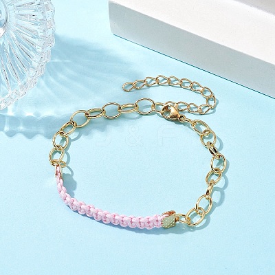 Waxed Cotton Cords Braided Link Bracelets BJEW-JB09963-01-1