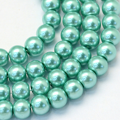 Baking Paint Glass Pearl Round Bead Strands X-HY-Q003-10mm-32-1