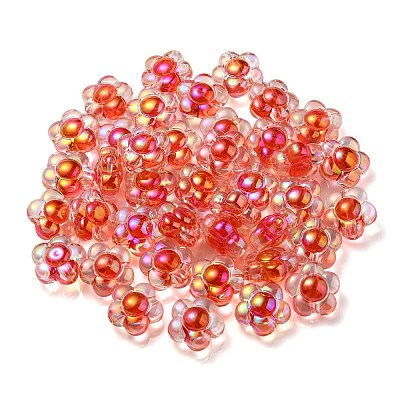 UV Plating Rainbow Iridescent Transparent Acrylic Beads OACR-C007-11B-1