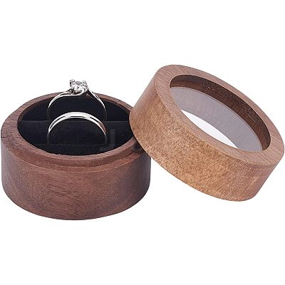Walnut Wooden Engagement Ring Boxes CON-WH0072-88-1