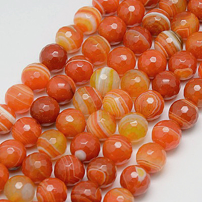 Natural Striped Agate/Banded Agate Beads Strands X-G-G581-6mm-10-1