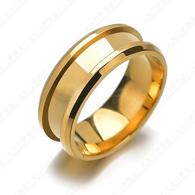 201 Stainless Steel Grooved Finger Ring Settings STAS-TAC0001-10E-G-1
