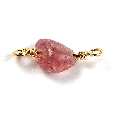 Natural Strawberry Quartz Links Connectors G-K316-02J-G-RS-1