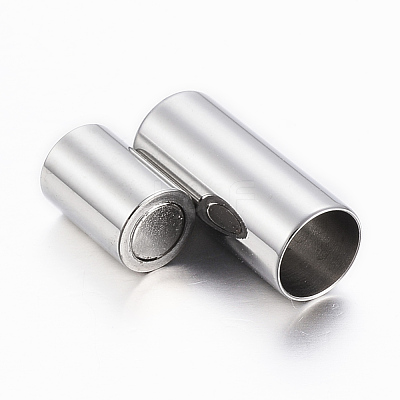 Tarnish Resistant Smooth 304 Stainless Steel Magnetic Clasps with Glue-in Ends STAS-H402-21P-6mm-1