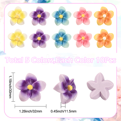 50Pcs 5 Colors Opaque Resin Cabochons FIND-SC0020-81-1
