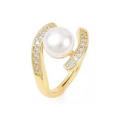 Brass Micro Pave Cubic Zirconia Finger Rings for Women RJEW-D340-02G-03-1