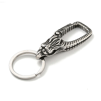 Tibetan Style 316 Surgical Stainless Steel Fittings with 304 Stainless Steel Key Ring FIND-Q101-06AS-02-1