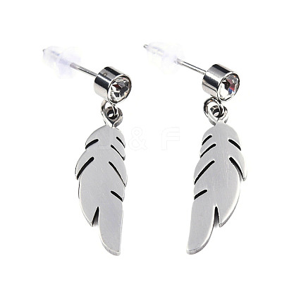 201 Stainless Steel Dangle Stud Earrings EJEW-T008-JN749-1