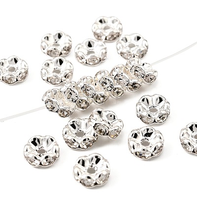 Brass Rhinestone Spacer Beads RB-A014-L8mm-01S-NF-1
