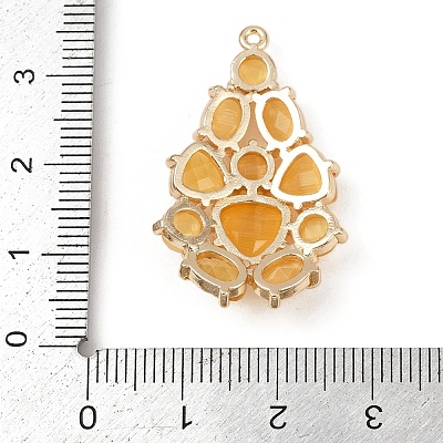 Brass Cat Eye Pendants KK-R224-16B-G-1
