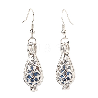 Natural Lava Rock Teardrop Dangle Earrings EJEW-JE05019-1