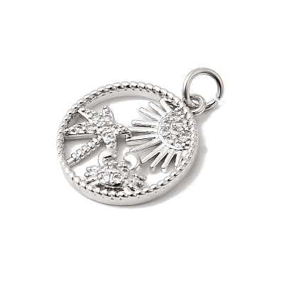 Brass Micro Pave Cubic Zirconia Pendants KK-P343-01D-P-1
