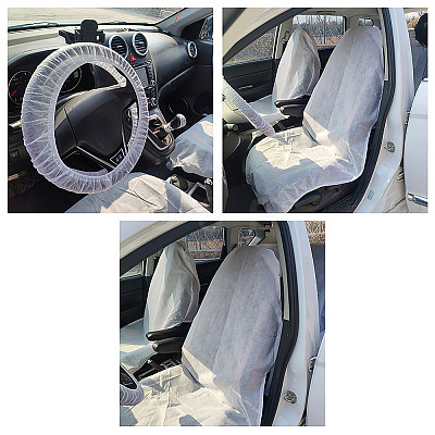 Disposable Non-woven Fabrics Car Seat & Steering Wheel Cover Sets AJEW-TAC0034-14-1