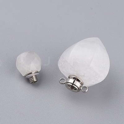 Faceted Natural Quartz Crystal Openable Perfume Bottle Pendants G-P435-A-03P-1