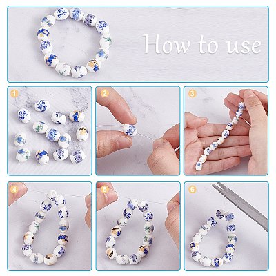 5Bags 5 Colors Handmade Porcelain Beads PORC-AR0001-12-1