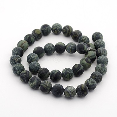 Frosted Natural Kambaba Jasper Beads Strands G-M272-13-8mm-1