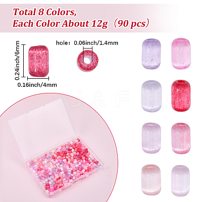 96G 8 Colors Imitation Cat Eye Glass Cylinder Seed Beads GLAA-SC0003-20B-1