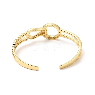 Clear Cubic Zirconia Knot Open Cuff Bangle BJEW-J165-14G-1