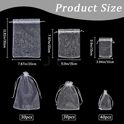 100Pcs 3 Styles Large Organza Pouches Portable Shoes Bag Travel Storage Drawstring Bags OP-SP0001-05-1