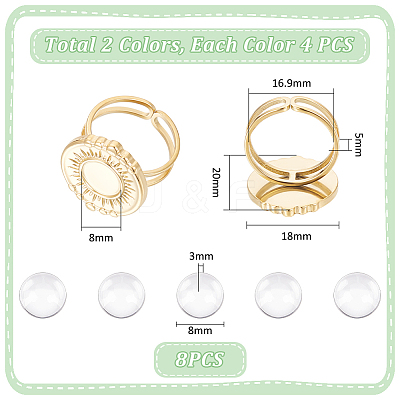 DIY Blank Dome 304 Stainless Steel Open Cuff Ring Making Kit DIY-UN0055-83-1