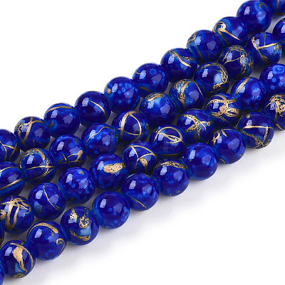 Baking Paint Glass Beads Strands DGLA-N010-8mm-05-1
