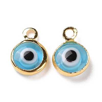 Handmade Evil Eye Lampwork Charms KK-F764-13G-07-1