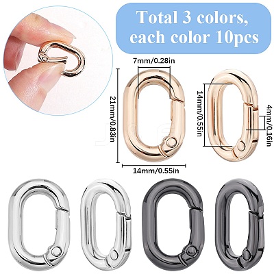 30Pcs 3 Colors Zinc Alloy Spring Gate Rings FIND-SC0010-84-1