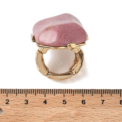 Natural Rhodochrosite & Alloy Finger Rings for Women RJEW-G375-01G-04-1