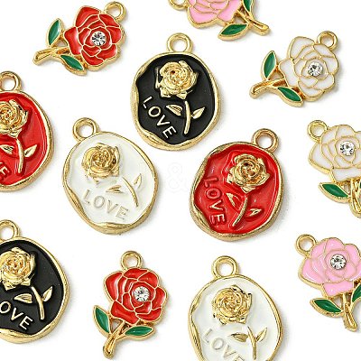 12Pcs 6 Styles Alloy Enamel Pendants FIND-FS0002-05-1
