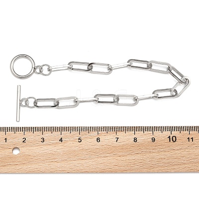 Tarnish Resistant 304 Stainless Steel Paperclip Chain Bracelets BJEW-O186-03P-1